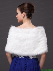 High Quality Rabbit Fur Special Occasion / Wedding Shawl  In Ivory With V-neck