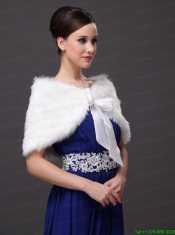 High Quality Rabbit Fur Special Occasion / Wedding Shawl  In Ivory With V-neck