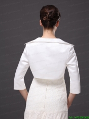 Hot Selling White Satin 3/4 Sleeves Jacket