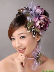 Imitation Pearls Flowers Decorate On Tulle Multi-color Headpices