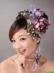 Imitation Pearls Flowers Decorate On Tulle Multi-color Headpices