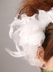 Imitation Pearls White Organza Womens Fascinators