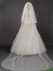 Inspired Layer Ribbon Edge Organza Bridal Veil