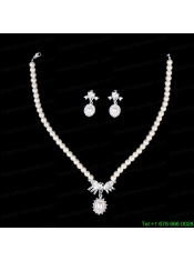 Ivory Pearl Alloy Plated Ladies Necklace and Earrings Jewelry Set