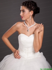 Ivory Rhinestone Imitation Pearl Two Pieces Ladies Necklace and Earrings Jewelry Set