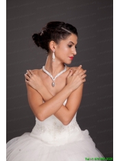 Ivory Rhinestone Imitation Pearl Two Pieces Ladies Necklace and Earrings Jewelry Set