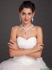 Ivory Rhinestone Imitation Pearl Two Pieces Ladies Necklace and Earrings Jewelry Set