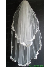 Lace Appliques And Beading Decorate Tulle Wedding Veil