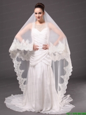Lace Appliques One-tier Cathedral Tulle Graceful Wedding Veil