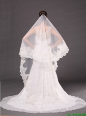Lace Appliques One-tier Cathedral Tulle Graceful Wedding Veil
