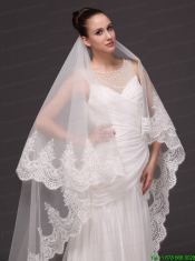 Lace Appliques One-tier Cathedral Tulle Popular Wedding Veil