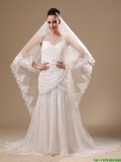 Lace Appliques One-tier Cathedral Tulle Stylish Wedding Veil