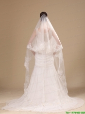 Lace Appliques One-tier Cathedral Tulle Stylish Wedding Veil