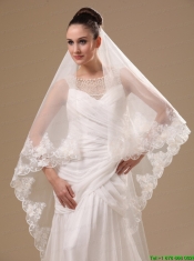 Lace Appliques One-tier Cathedral Tulle Stylish Wedding Veil