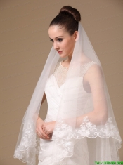 Lace Appliques One-tier Cathedral Tulle Stylish Wedding Veil