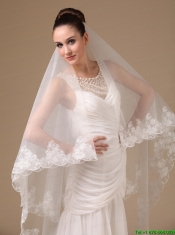 Lace Appliques One-tier Cathedral Tulle Stylish Wedding Veil