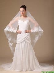 Lace Appliques One-tier Cathedral Tulle Stylish Wedding Veil