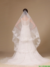 Lace Appliques One-tier Cathedral Tulle Stylish Wedding Veil