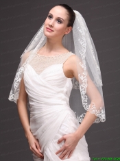 Lace Appliques Two-tier Tulle Graceful Wedding Veil
