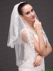 Lace Appliques Two-tier Tulle Graceful Wedding Veil