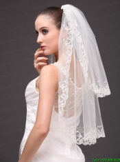 Lace Appliques Two-tier Tulle Graceful Wedding Veil