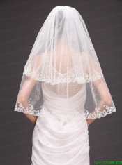 Lace Appliques Two-tier Tulle Graceful Wedding Veil