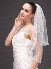 Lace Appliques Two-tier Tulle Graceful Wedding Veil