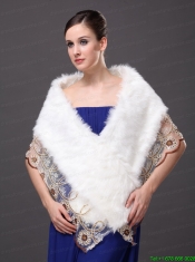 Lace V-Neck Faux Fur Stylish White Formal Occasions Wraps / Shawls