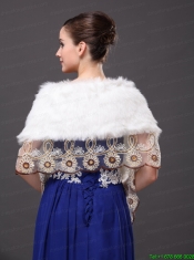 Lace V-Neck Faux Fur Stylish White Formal Occasions Wraps / Shawls
