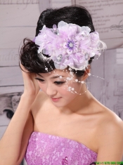 Lavender Beading and Hand Made Flowers For Headpiece