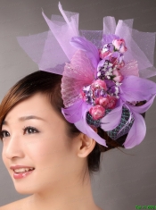 Lavender Hand Made Flowers Headpieces Feathers On Sale