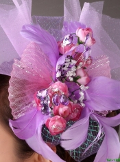 Lavender Hand Made Flowers Headpieces Feathers On Sale