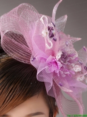 Lavender Headpices With Appliques Decorate On Tull For Prom