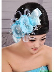 Light Blue Pearl Exclusive Taffeta and Organza Fascinator