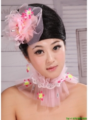 Light Pink Chiffon and Net Big Flowers With Rhinestones For Party