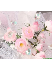 Light Pink Fashionable Tulle Feather Hand Made Flowers Beading Fascinators