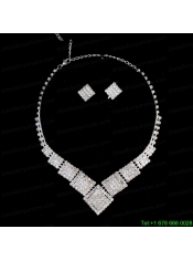Luxurious Alloy Plated Rhinestone Necklace and Earrings Jewelry Set