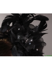 Luxurious Black Feather and Tulle With Beaded Decorate For Party