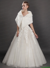 Luxurious Button Faux Fur Fold-over Collar Wrap / Shawl