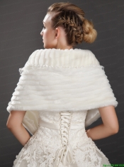 Luxurious Button Faux Fur Fold-over Collar Wrap / Shawl