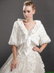 Luxurious Fold-over Collar Half Sleeves Jacket