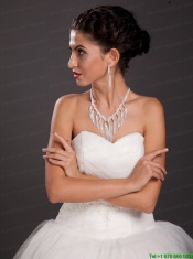 Luxurious Imitation Pearl Rhinestone Ladies' Jewelry Set Including Necklace And Earrings