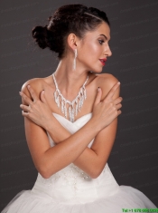 Luxurious Imitation Pearl Rhinestone Ladies' Jewelry Set Including Necklace And Earrings