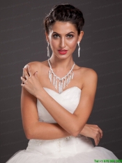 Luxurious Imitation Pearl Rhinestone Ladies' Jewelry Set Including Necklace And Earrings