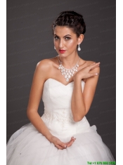 Luxurious Rhinestone Imitation Pearl Ladies' Jewelry Set Including Necklace And Earrings