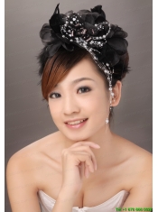 Modest Black Organza Beading Women’ s Fascinators