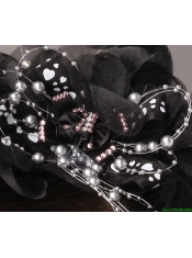 Modest Black Organza Beading Women’ s Fascinators