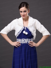Modest V-Neck Half-Sleeves Faux Fur Wedding Party and Prom White Jacket