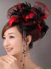 Multi-color Headpices With Feather and Tulle Headpices Rhinestones Decorate