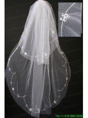 Pearl Trim Edge Gorgeous Tulle Bridal Veil